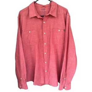 CHAPS Coastland Wash Chambray Casual Red Button-Down Shirt, Men’s Size XXL